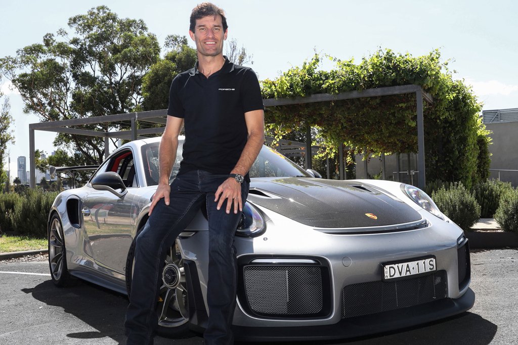 Mark Webber and the Porsche 911 GT2 RS star at the 2018 Australian Grand Prix
