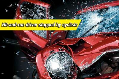 Group of cyclists stop hit-and-run driver