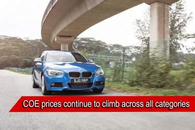 COE prices continue to climb across all categories