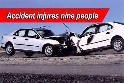 Nine people injured in multiple vehicle accident