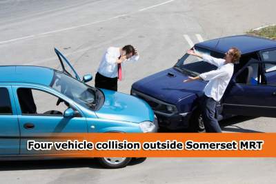Taxi trying to avoid trailer ends with chain collision with three other vehicles
