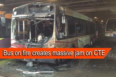 Off-service SBS Transit bus catches fire on CTE