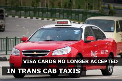 Visa cards no longer accepted in Trans Cab and ComfortDelgro taxis