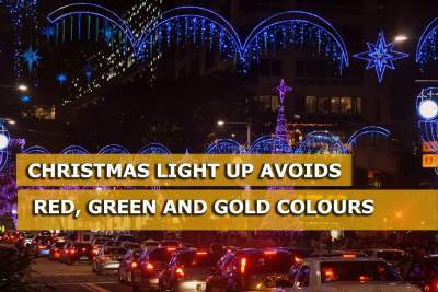 This year's orchard road light up avoids red, green and gold colours
