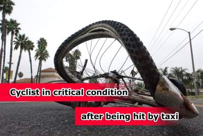 Cyclist in critical condition after being hit by a taxi