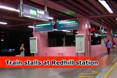 Train stalls at Redhill station after an object jammed its door