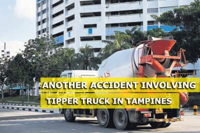 Accident between tipper truck and car at Tampines junction