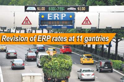 ERP rates revised at 11 gantries starting next month