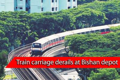 Two carriages of a new train derail at Bishan Depot while undergoing tests