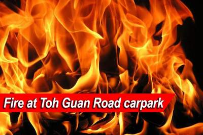 Fire breaks out at Toh Guan Road carpark with explosions heard