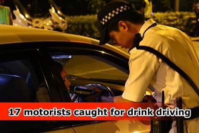Traffic Police arrested 17 motorists for drink driving on Friday