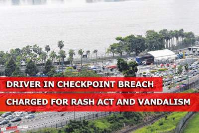 Driver in checkpoint breach charged for rash act and vandalism