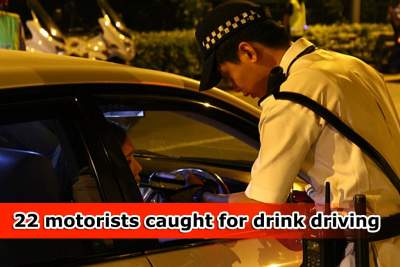 Police arrest 22 motorists for drink driving in islandwide operation