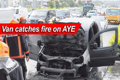 Van catches fire on Ayer Rajah Expressway