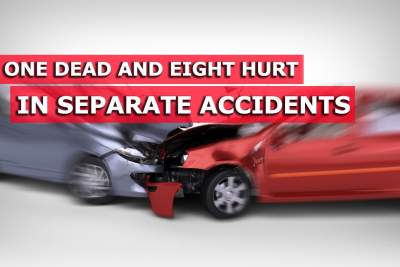 Motorcyclist dies in crash while separate four-vehicle collision injures eight