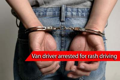 Van driver arrested for rash driving after evading road block
