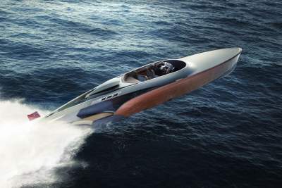 Futuristic day-boat powered by Rolls-Royce Merlin V12 engine