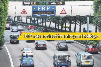 ERP rates at 22 gantries revised for upcoming June school holidays