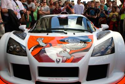 One of the world's first tattooed cars revealed at Gumball 3000 rally