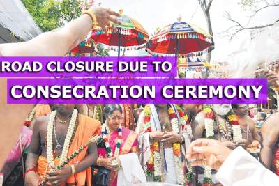 Road closure along Serangoon Road due to consecration ceremony