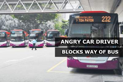 Angry driver obstructs path of SBS bus at Toa Payoh
