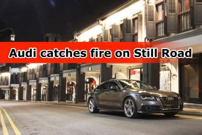 An Audi went up in flames on Still Road