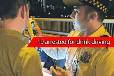 19 motorists caught for drink driving in islandwide operation