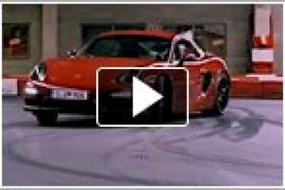 Porsche Cayman GTS blitzes a go-kart track