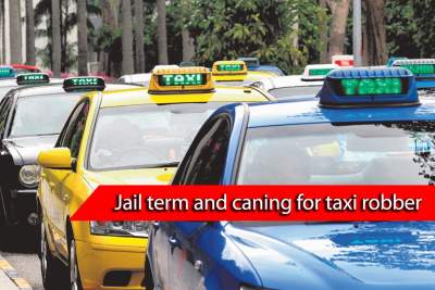 Taxi robber sentenced to four years jail and 24 strokes of the cane