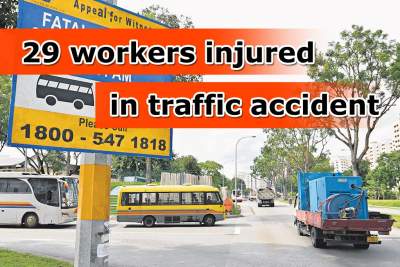 Collision between two lorries left 29 workers injured
