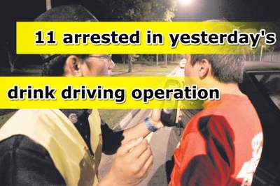 11 motorists arrested in yesterday's islandwide drink driving operation