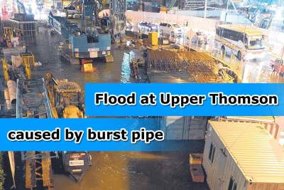 Upper Thomson flood caused by burst pipe at MRT construction site