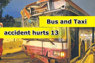 Accident between taxi and bus along Upper Serangoon Road hurts 13
