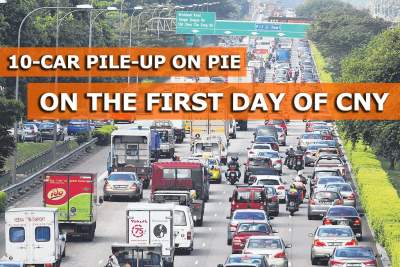 10-car accident along PIE on first day of Chinese New Year