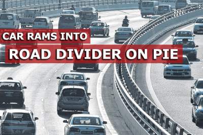 Accident with road divider on PIE leaves two injured