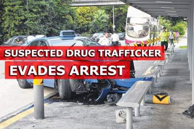 Suspected drug trafficker evades arrest and causes accident