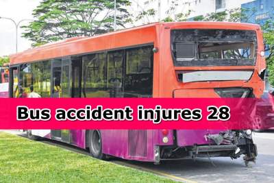 Three-bus crash along Changi Road causes 28 to be injured