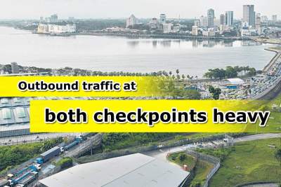 Heavy outbound traffic at Woodlands and Tuas checkpoints