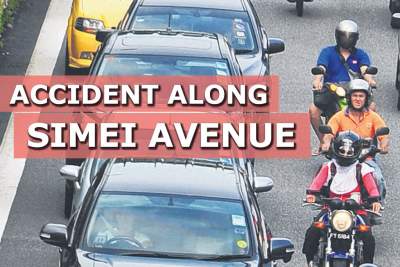 Accident involving Audi and seven other vehicles along Simei Avenue