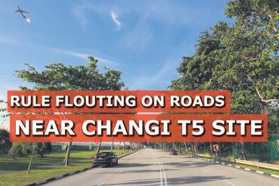 Drivers flout rules on road near Changi's Terminal 5 worksite
