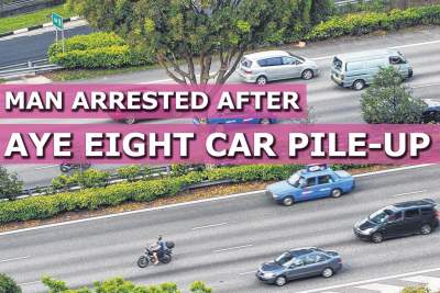Man who drove against traffic arrested after eight vehicle pile-up on AYE