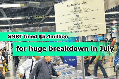 SMRT has been handed a $5.4 million fine for massive train breakdown in July