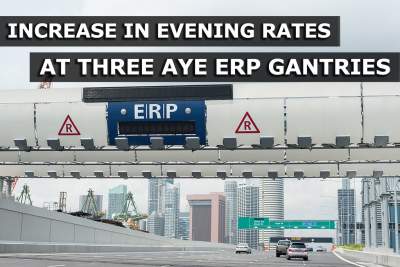Increase of ERP rates at three AYE gantries during evening peak from Nov 2nd