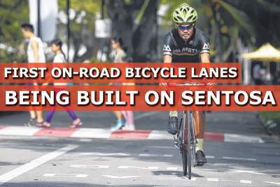 Singapore's first on-road bicycle lanes being built on Sentosa