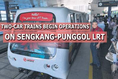 Two-car trains begin operations on Sengkang-Punggol LRT