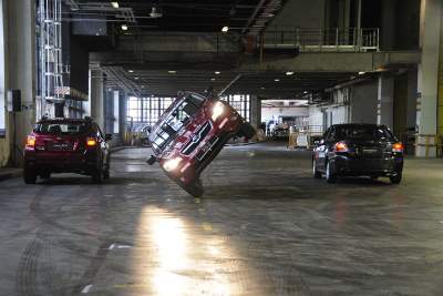 Daredevil Russ Swift wheelies into Singapore Motor Show for Subaru stunt show
