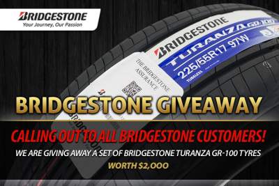 A set of Bridgestone Turanza GR-100 tyres worth $2,000 to be won!