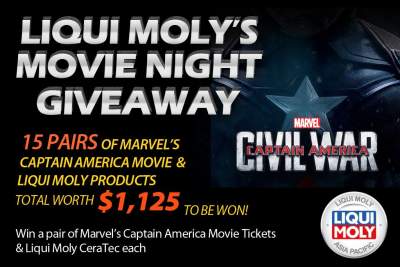 Captain America movie tickets and Liqui Moly products to be won!
