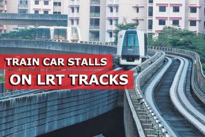Train car stalls on LRT tracks