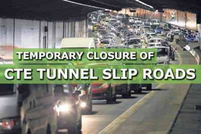Temporary closure of slip roads at CTE tunnels in June to facilitate maintenance